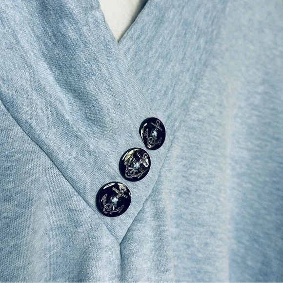 Ulla Popken oversized blue sweater plus size anchor detail 3x - Picture 2 of 7